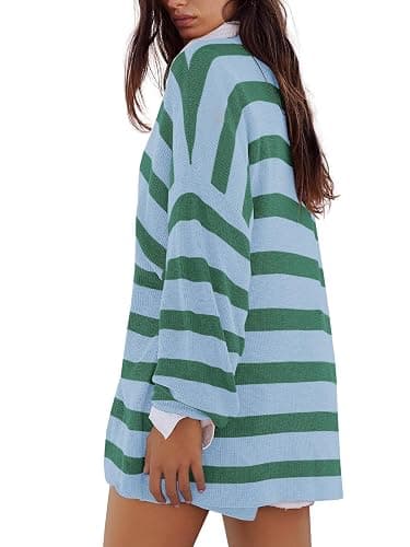 Panadila Womens Striped Sweater Set Oversized Lounge Sets Matching Pajamas Long Sleeve Sweater Top and Shorts thumbnail 3