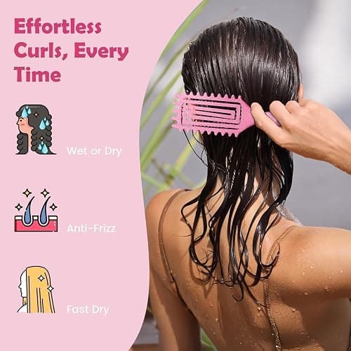 Curl Defining Brush, Curly Hair Brush Defining with Side Gear for Combing, Shaping, and Styling Curly Hair, Lightweight Candy Brush Suitable for All Wet or Dry Hair Types for Women and Men (Pink) thumbnail 5