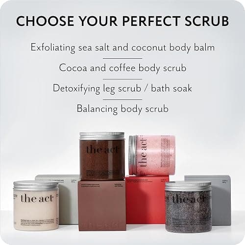 THE ACT Coffee Body Scrub with Salt & Cocoa – Exfoliating Scrub for Cellulite, Stretch Marks, Ingrown Hair – Organic Moisturizing Body Scrub with Vitamin E & Menthol – Gift for Women & Men, 10.58 Oz thumbnail 7
