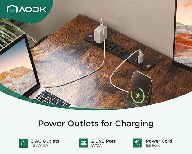 AODK L Shaped Desk with 4 Tier Drawers, 61" Reversible Gaming Desk with Power Outlets, L Shaped Computer Table with USB Charging Port and Host Stand, Home Office Table, Easy to Assemble, Vintage thumbnail 5