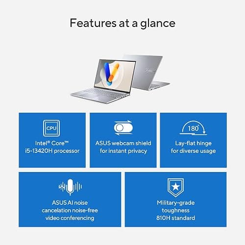 ASUS Vivobook 16 Laptop, 16" WUXGA 60Hz Display, Intel Core i5-13420H, Iris Xᵉ Graphics, 16GB Memory, 512GB Storage, Windows 11, Cool Silver, F1605VA-ES56 thumbnail 3