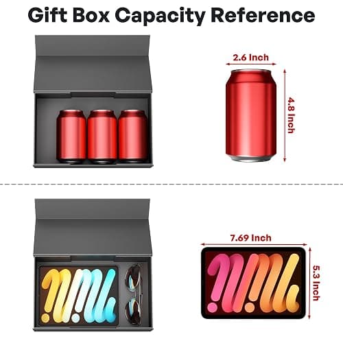RYDDOY Black Gift Box, 9.5x6x3'' Gift boxes for Presents with Lids Magnetic Closure Rectangle Collapsible for Groomsman Proposal Box, Wedding, Christmas, Halloween, Birthday Gift Packging thumbnail 4