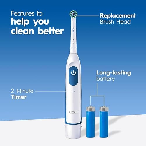 Oral-B Pro 100 3D White, Battery Toothbrush, White thumbnail 2