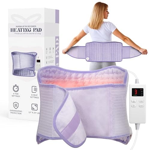Heating Pad for Period Cramps, Upgraded Wrap Heating Pad for Back Pain Relief, Large 12''x 24''Heat Pad +26" Belt Adjustable 4 Timer 6 Heat Level Auto Shut Off, Christmas Birthday Gifts for Women Mom - Image 1