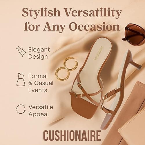 CUSHIONAIRE Women's Milan Kitten Heel Sandals +Memory Foam, Wide Widths Available thumbnail 5