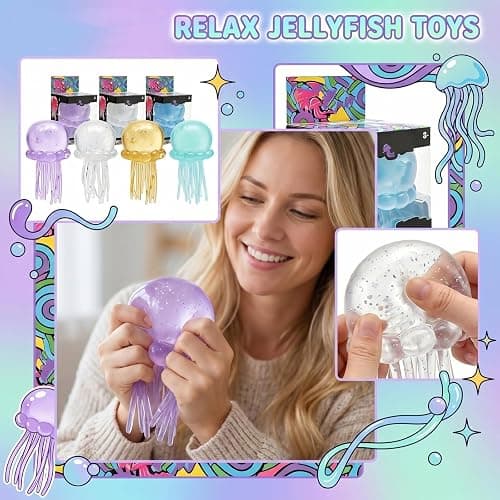 Jellyfish Squeeze Toys, Drop Malt Sugar Balls Relieve Stress, Sensory Toy with a Super Solid Squish for Adult, Squishy Ultra Squishy and Moldable Slow Rise (A#02) thumbnail 4