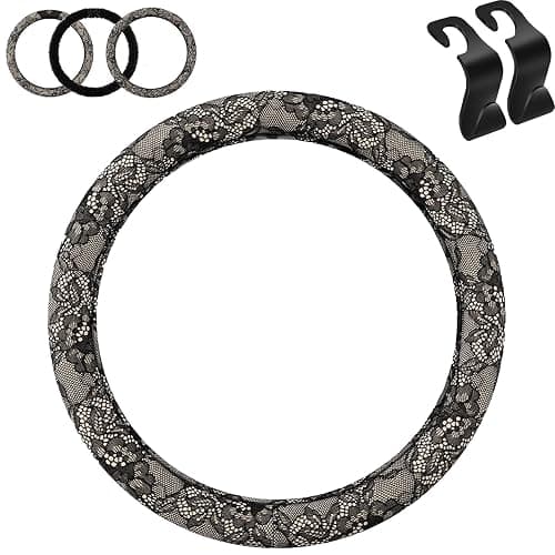 2027 Upgraded 15 Inch Lace Steering Wheel Cover Without Bow，B：O-Shape | Non-Slip Universal Fit Car Wheel Cover Fit, Elegant Bow-Knot Steering Wheel Cover, Stylish Car Interior Accessories - Image 1