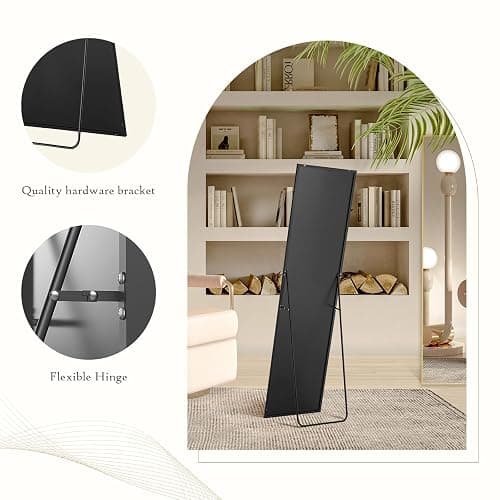 Aidoly Mirror Full Length, Upgraded Body Wall Mirrors with Shatter-Proof Glass, Floor Standing, Hanging or Leaning, Tall Mirror with Stand Aluminum Alloy Frame for Bedroom thumbnail 4