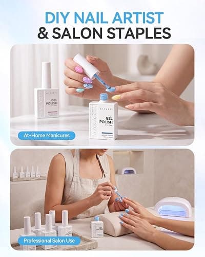 Makartt Pastel Gel Nail Polish Set 15ML: 6 High-Gloss Colors | Large Capacity, One-Coat, Spring Summer Collection, Blue Green Yellow Purple Pink, UV/LED Lamp Required, Home & Salon DIY thumbnail 7