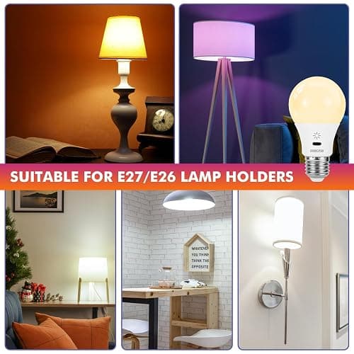 LED Rechargeable Light Bulbs With Remote ＆ Touch Dimmable, E26 Battery Operated Light Bulb for Lamps, RGB 12 Colors, 2600mAh USB battery backup Light Bulb With Timer, A19 Small Light Bulbs 2 Pack thumbnail 6