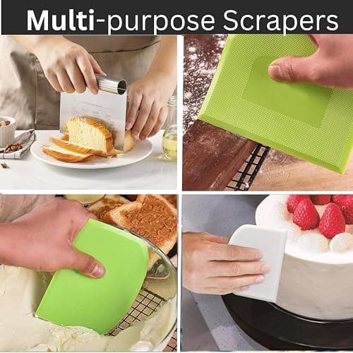 Boorika Bench Scraper Kitchen Tool, Dough Cutter and Scraper, Stainless Steel with Handle and Measuring Scale for Pizza Pastry Bread Baking & Griddle thumbnail 6