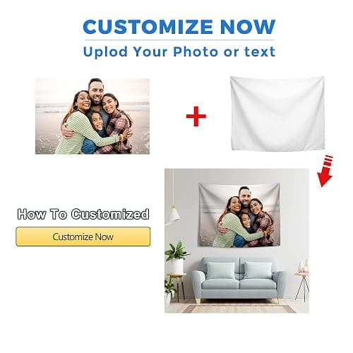 JINJUREN Custom Tapestry Upload Images Banners and Signs Customize For Bedroom 37 * 29 inch Horizontal - white - 37*29 inch Horizontal thumbnail 3