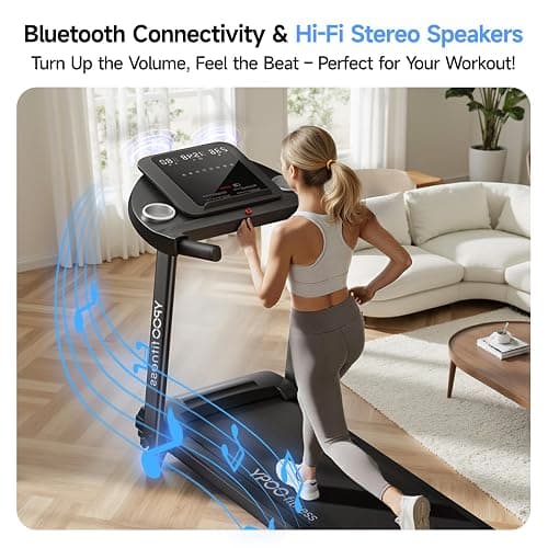 YPOO Treadmills for Home, Folding Treadmill with 8% Incline, 12km/h Walking Pad Foldable, Low Noise Walking Treadmill with Large Running Area, LED Display, 136kg Weight Capacity thumbnail 3