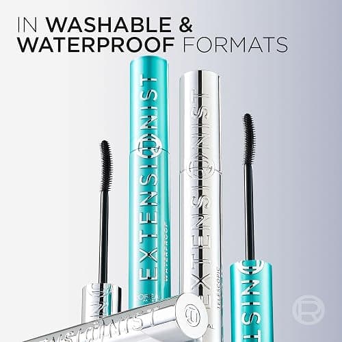 L'Oreal Paris Extensionist Mascara, Lengthening, Volumizing, and Curling Formula For a Lash Extension Eye Makeup Look, Washable Blackest Black thumbnail 8