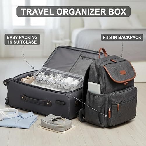 Tatuo 2 Pcs Cable Organizer Box with Wire Ties, Plastic Cord Storage Box with Lid, Electronics Organizer for Home Office Desk Organizers and Accessories (Clear) thumbnail 5
