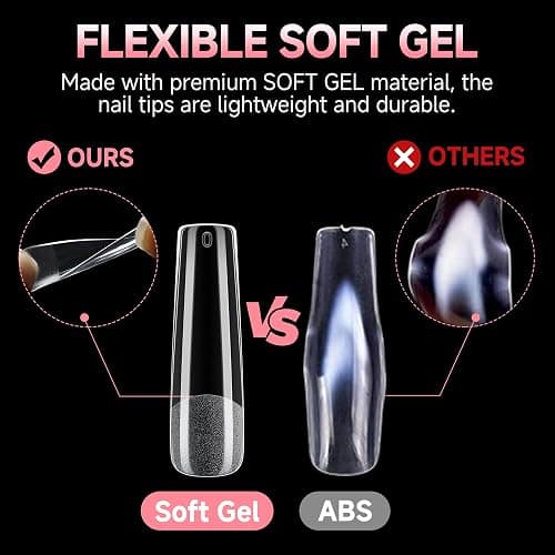 UNA GELLA Long Square Gel Nail Tips XXL: Pre shaped Fake Nails Extensions | Full Cover Tapered Square Straight Nail Tips 120PCS for DIY Press On Nails 12 Sizes for Parties & Daily thumbnail 4