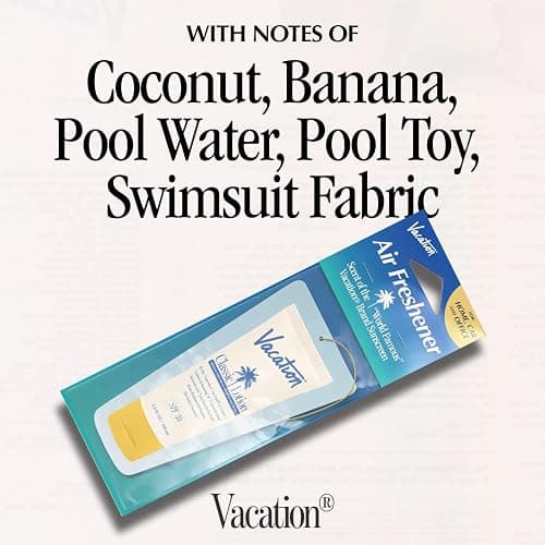 Vacation Car Air Freshener, Pack of 3 - Hanging Air Freshener for Car, Home and Office, Vacation by Vacation Sunscreen Signature Scent, Long-Lasting Deodorizer thumbnail 5