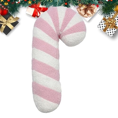 Honhoha Candy Cane Shaped Pillow, 17 Inch Pillows Candy Cane, Stuffed Lollipop Plush, Cartoon Candy Canes Printed Decorative Pillows, Supplies for Couch Cushion thumbnail 9