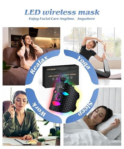 EVFOFO Red Light Therapy Mask for Face, 7 Colors LED Face Mask Light Therapy At Home, Led Face Mask Light Therapy, Black thumbnail 7