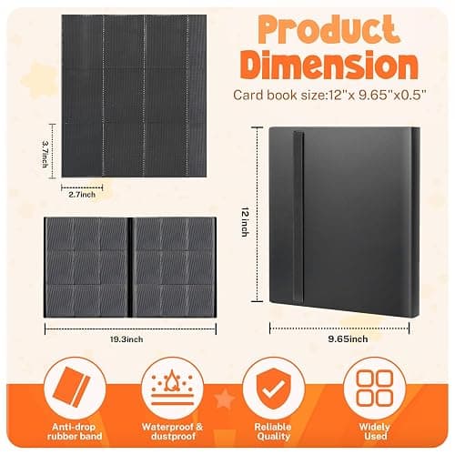 Card Binder, 9 Pocket Trading Card Album Folder,20 Pages, 360 Card Capacity Sports Card Binder, Premium Card Binders Compatible with MTG, TCG, Baseball Cards (Black) thumbnail 2