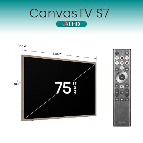 Hisense 75-Inch Class QLED 4K S7N CanvasTV Series Dolby Vision HDR Google Smart TV (75S7N, 2025 Model) - 144Hz, Art Mode, Anti-Glare Panel, Hi-Matte Display, UltraSlim Wall Mount & Frame Included thumbnail 3