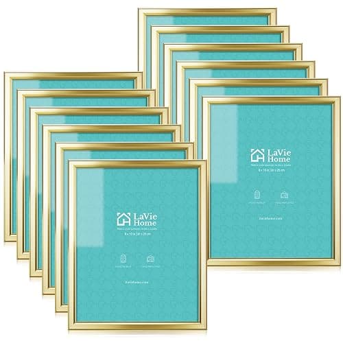 LaVie Home 8x10 Picture Frames (12 Pack, Gold) Simple Designed Photo Frames for Wall Mount Display, Set of 12 Classic Collection - 8x10 - Gold - Image 1