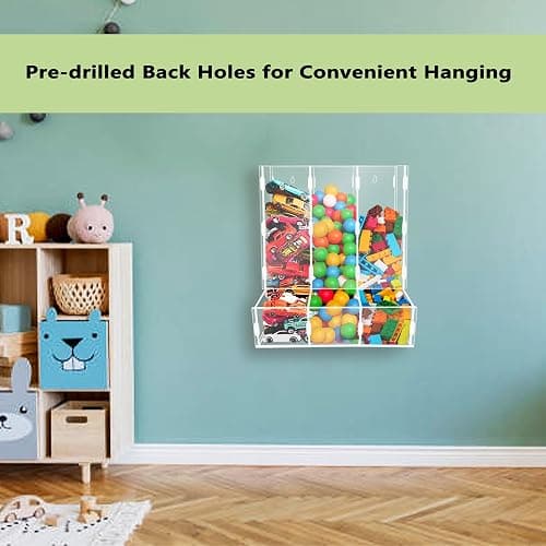 Montex Upgrade Acrylic Wall Dispenser, Acrylic Wall Storage, Play Room Organization Hanging Organizer for Playroom, Blocks, Cars, Snacks thumbnail 6