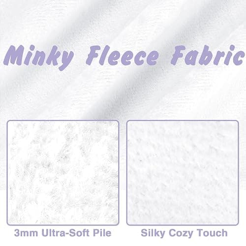 Entisn Minky Fabric by The Yard, 2 Yards x 60 Inch Wide Pre-Cut Minky Fleece Fabric White Cuddle Minky Fabric, Soft Plush Fabric Solid Minky for Blanket, Pillow Cover, Scarf, Sewing thumbnail 3