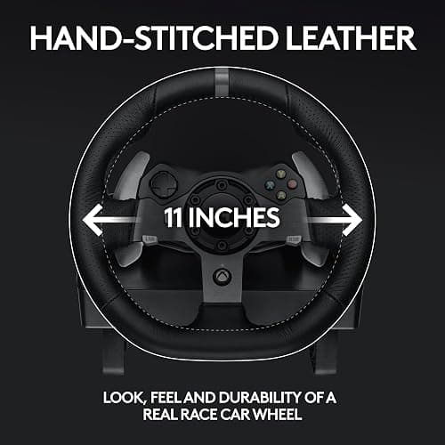 Logitech G G920 Driving Force Racing Wheel and Floor Pedals, Real Force Feedback, Stainless Steel Paddle Shifters, Steering Wheel Cover for Xbox Series X|S, Xbox One, PC, Mac - Black thumbnail 6
