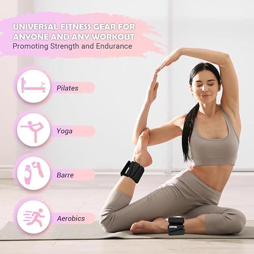 Wrist Ankle Weights for Women Set of 2, Adjustable Silicone Weighted Bangles, Wearable Ultra-durable Strips Weight Bracelet 2 lbs/4 lbs for Yoga, Pilates, Barre, Walking, Arm & Leg Workout thumbnail 5