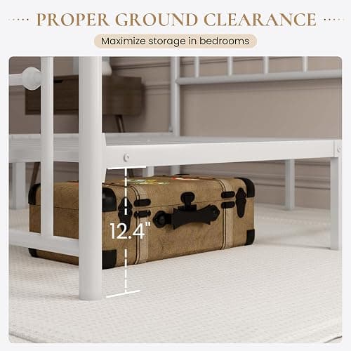 SHA CERLIN 14'' Full Size Metal Platform Bed Frame/Victorian Headboard and Footboard/Steel Slats Mattress Foundation for Storage/No Box Spring Needed/Noise Free/White - White - Full thumbnail 5