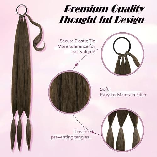 Kmzbasg 2PCS Long Braid Ponytail Extension with Hair Tie DIY Wrap Around Synthetic Hairpiece Natural Soft Fluffy Style for Women’s Daily Wear thumbnail 2