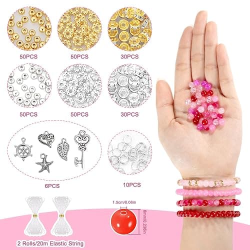 Zefy 120 Colors Glass Beads Bracelet Making Kit, 3876pcs 4 Types 6mm Crystal Beads for Jewelry Making and DIY Crafts, 5 Box Round Bead for Friendship Bracelets with Spacer Beads and Charms thumbnail 4