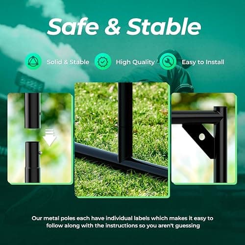 EnjoyColor Pro 40FT Batting Cage Net and Frame, 40 Foot Baseball and Softball Batting Cages with Pitching Machine Hole for Backyard, Black thumbnail 3