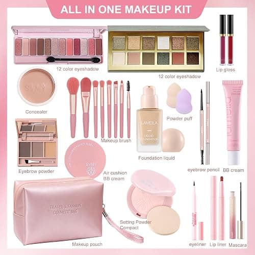 Fynqwor Makeup Kit,Makeup Set,25Pieces All in One Makeup Kit for Women and Teens,Hypoallergenic Makeup sets for Women Full Kit,make up kits for teens,Christmas makeup gift set for beginners thumbnail 2
