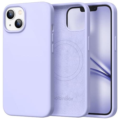 GolbinBox Magnetic for iPhone 13 Case & iPhone 14 Case, Compatible with MagSafe, [Soft Anti-Scratch Microfiber Lining], Slim Liquid Silicone Shockproof Protective Phone Case 6.1 inch, Lilac - Image 1