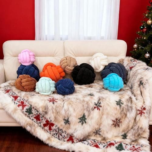 Onechionede Knot Pillow Ball Plush - Decorative Throw Pillows for Bed Relieve Stress, Round Knot Cushion for Sofa Decor Pet Toy, Teal 8 inch thumbnail 7