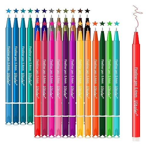 Vitoler Pens for Drawing Journaling,Planner,24 Pack 0.4mm,Colored Pens for Art Supplies Planner,Drawing,Journaling - Image 1
