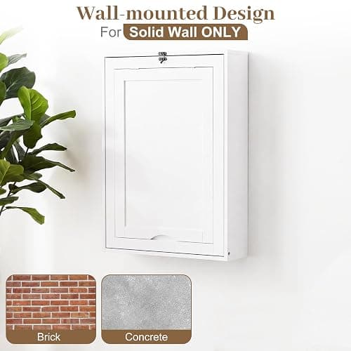 Tangkula Folding Wall Mounted Desk, Convertible Fold Out Floating Table with Storage Shelves, Space-Saving Drop Leaf Table, Murphy Desk for Craft, Study, Small Spaces, Home Office, Dorm, White thumbnail 8