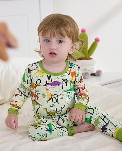 babee Reshinee Bamboo Viscose Toddler Pajamas Boys Girls Baby 12M-8Y Pjs Sets Kids 2pcs Long-Sleeve Snug fit Sleepwear thumbnail 4
