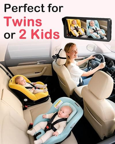 Rohent Dual Baby Car Camera for 2-Kids: 6.9'' HD Split Screen 1080P | Auto Brightness Backseat Camera for Twins Infrared Night Vision - 360° Adjustable USB Easy Setup Ideal for SUVs Minivans thumbnail 2