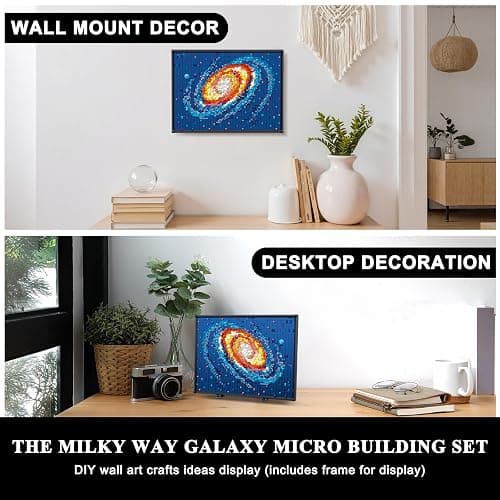 PQKIE The Milky Way Galaxy Micro Mini Building Set for Adults, 2438Pcs 3D Wall Art Building Toy for Home Office Decor, DIY Space Decor Kits with Display Stand,Creative Birthday Gift Toy for Kids Teens thumbnail 3