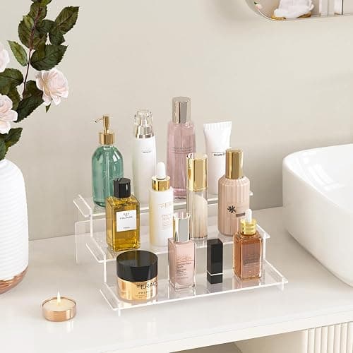 Acrylic Risers Display Stand, 3 Tier Cupcake Holder, Clear Perfume Organizer Stand, Display Shelf for Figures and Collection, Dessert Shelves for Party, Display Risers for Decoration and Organizer thumbnail 5