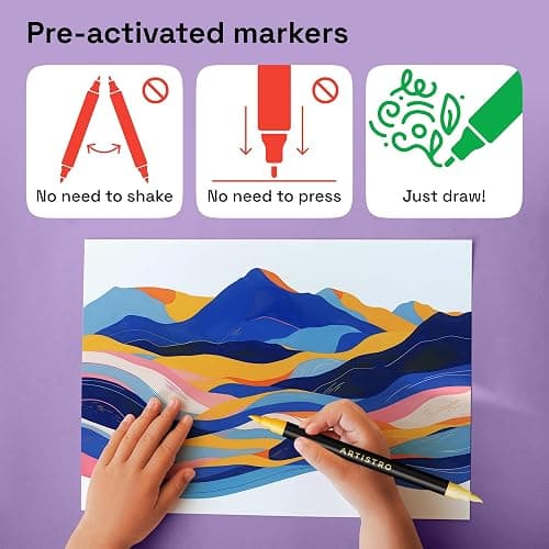 ARTISTRO Paint Markers - Acrylic Pens for Rock, Glass, Fabric, DIY - Art Supplies - 72 Dual Brush Tip Markers thumbnail 6