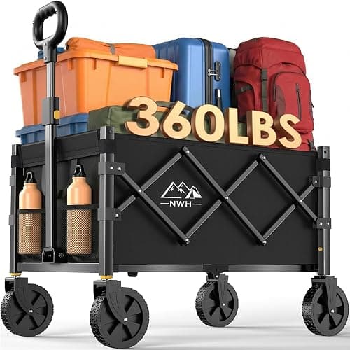 NWH Collapsible Wagon Cart with Wheels Foldable, 360LBS Large Capacity Portable Folding Utility Heavy Duty Beach Wagons Cart with All-Terrain Wheels for Groceries Shopping, Camping, Sports, Garden - Image 1