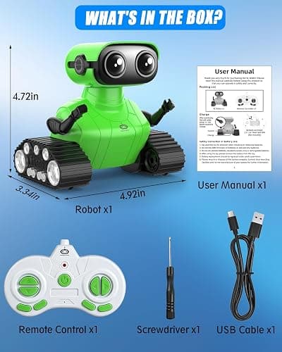 AisayGoo RC Robot Toy for Kids,Remote Control Robot with LED Eyes,Auto-Demo,Smart Voice,Singing and Dancing,Rechargeable Toys for Boys Girls,Ideal Birthday for Children Age 3+ Years Old (Green) thumbnail 3