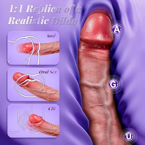 Vibrator Sex Toys Thrusting Dildo, Realistic Safety Soft Silicone Dildo with 10 Thrusting & 10 Vibrating Mode for Vagina Anal Sex Stimulation, G Spot Penis Vibrators Adult Sex Toy for Women and Couple thumbnail 2