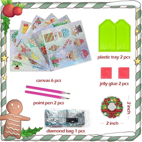 Labeol Diamond Art Kits for Kids Boys and Girls Ages 6-8-10-12 Easy to DIY Creative Diamond Art Sticker Craft by Numbers Kits for Kids and Adult Beginners (Christmas) thumbnail 6