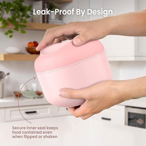 Bentgo Bowl - Insulated Leak-Resistant Bowl with Snack Compartment, Collapsible Utensils and Improved Easy-Grip Design for On-the-Go - Holds Soup, Rice, Cereal & More - BPA-Free, 21.2 oz (Blush) thumbnail 6