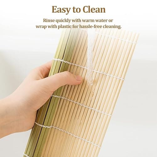 Sushi Making Kit, 6 PCS Beginner Sushi Maker Set, Including 2 Green Bamboo Rolling Mats, 2 Pairs Chopsticks, 1 Paddle,1 Spreader, Natural Bamboo Material, Ideal Gift for Kids, Friends, Home Chef thumbnail 6
